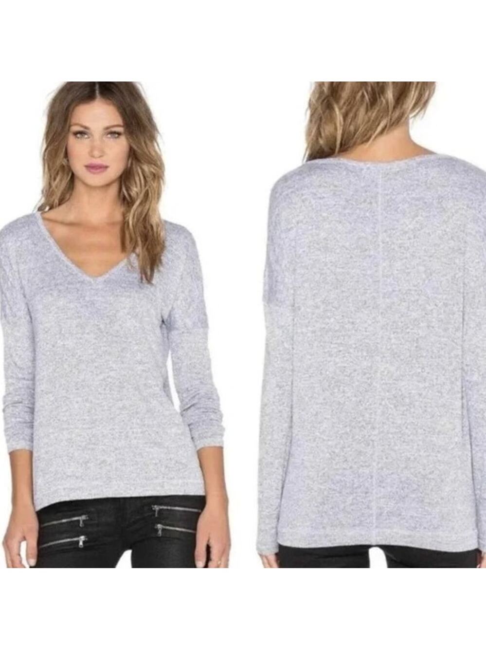 Rag & Bone Theo Long Sleeve Tee Small Grey Marled